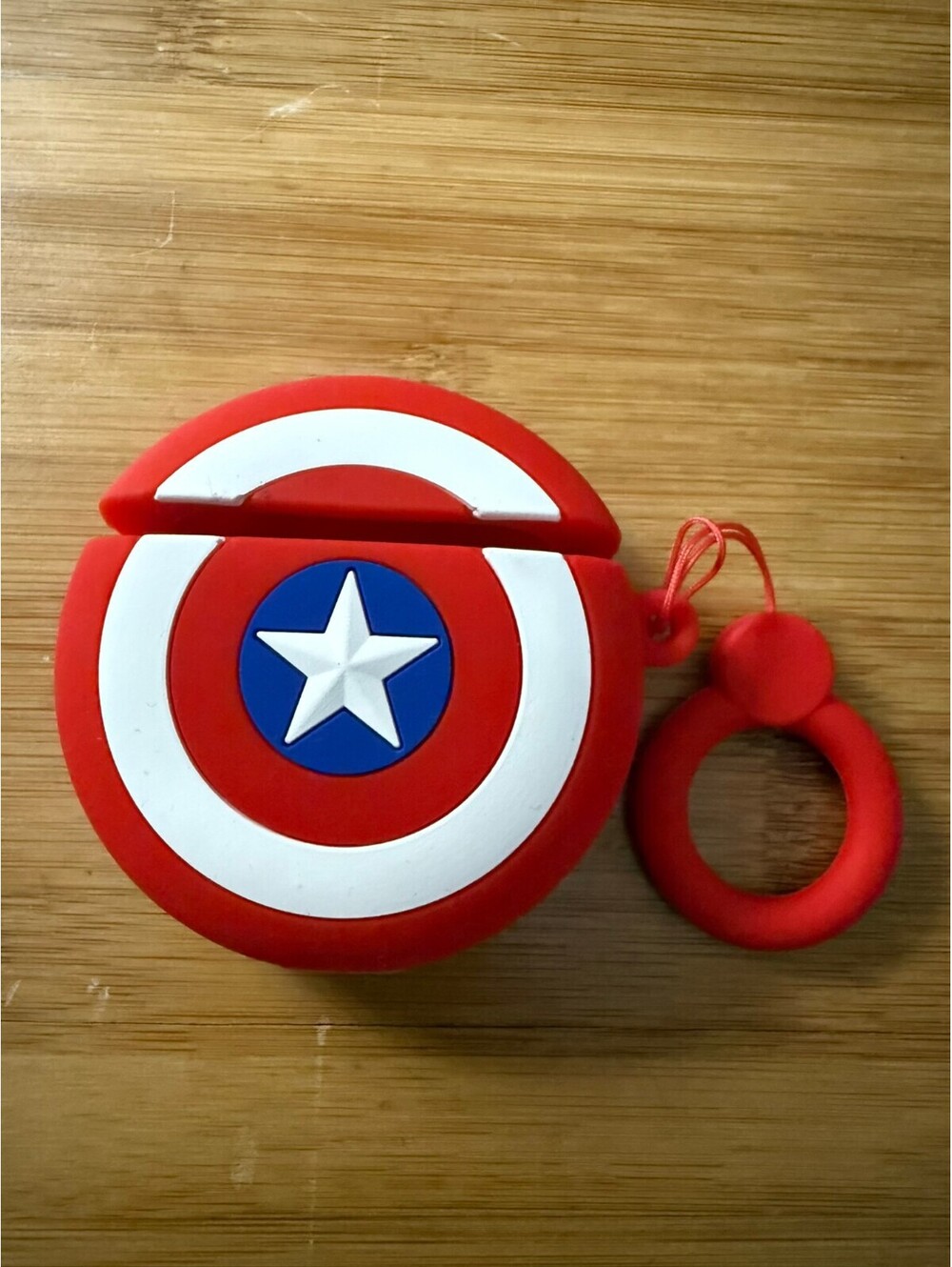 Captain America Shield Silicone Marvel Keychain Airpods gen 1 -2 case bag charm